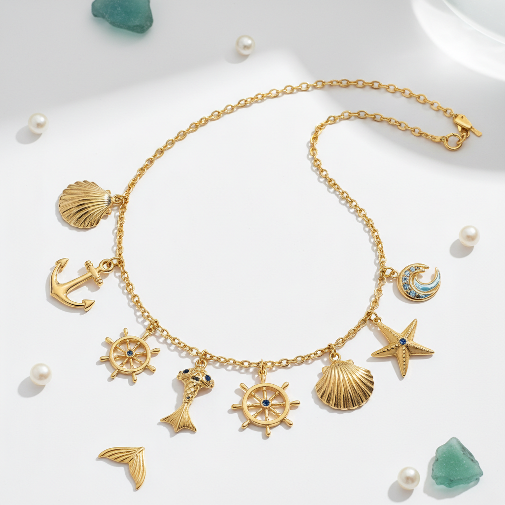 Halsketten mit Anhänger Gold - Perle-Ahoi