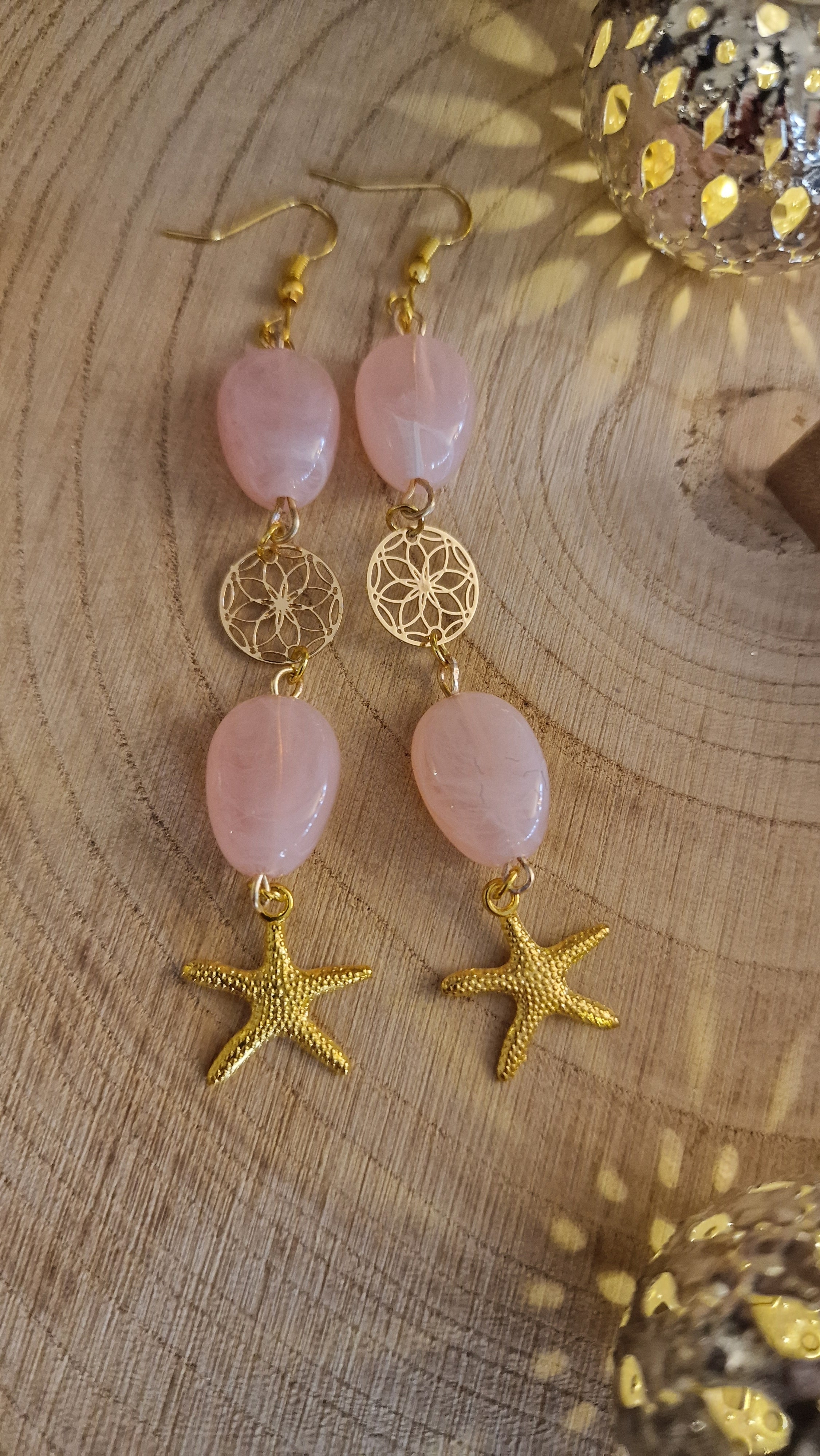 Malibu - Maritime Ohrringe mit Blume des Lebens und Seestern