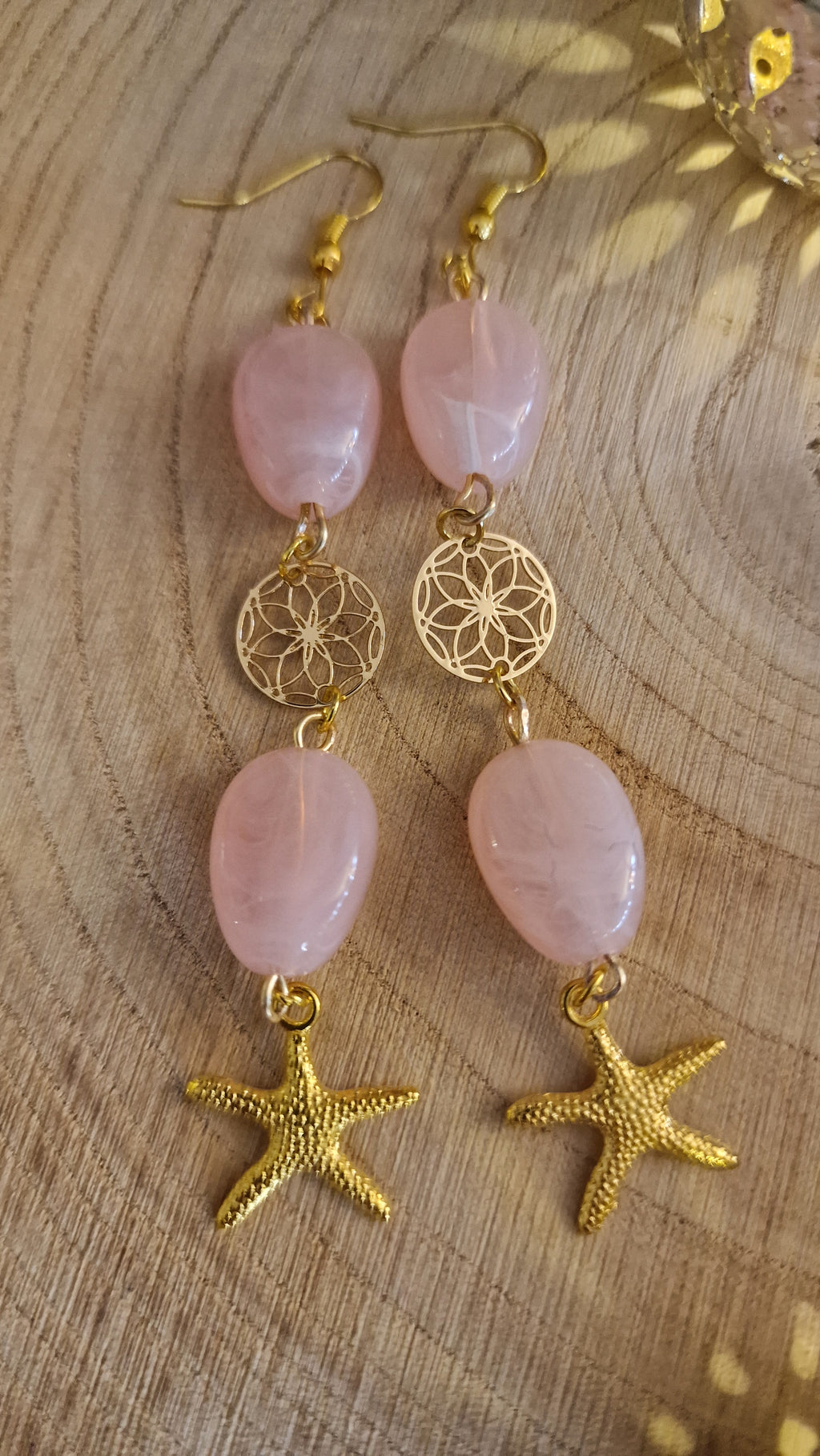 Malibu - Maritime Ohrringe mit Blume des Lebens und Seestern