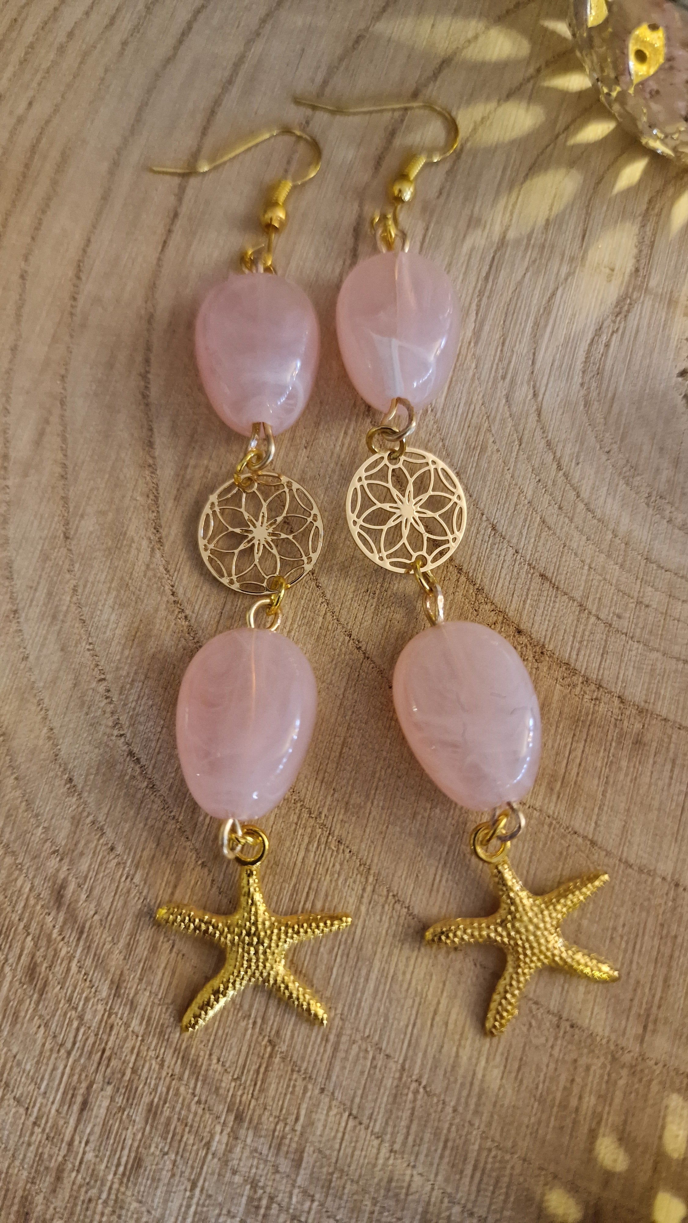 Malibu - Maritime Ohrringe mit Blume des Lebens und Seestern