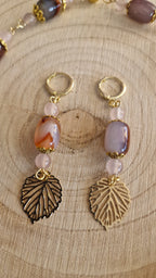 Botanik Set – Gesamtset Halskette Ohrringe Achat Rosenquarz
