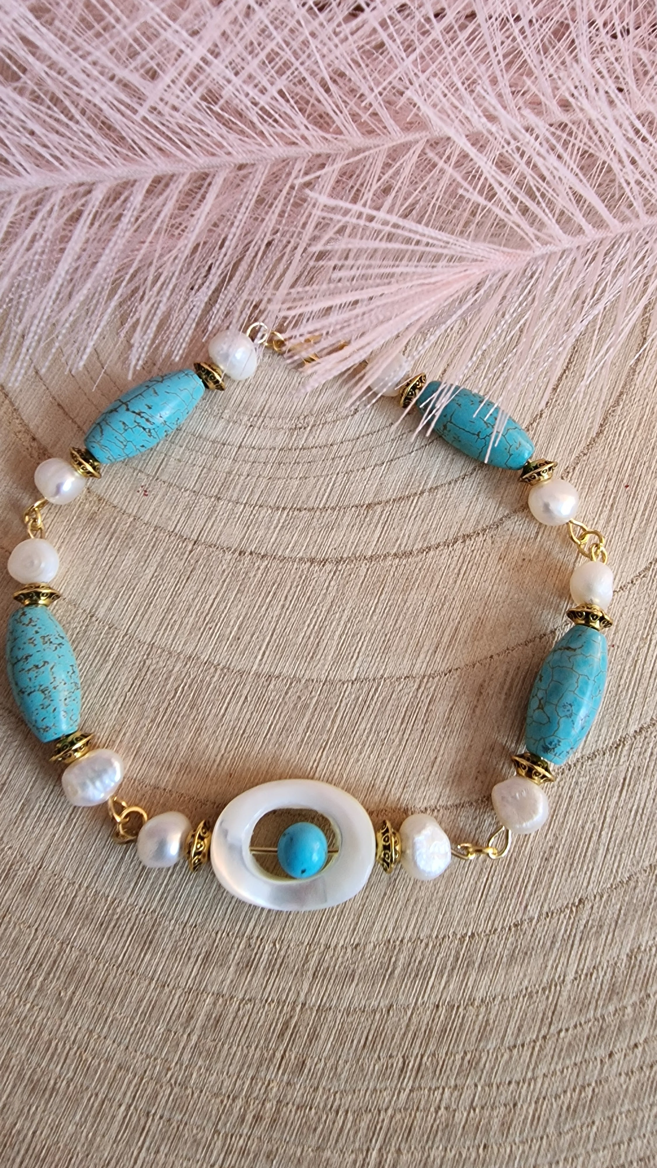 Meeresauge – Schmuck Set Türkis & Perlmutt