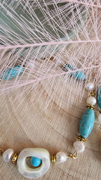 Meeresauge – Schmuck Set Türkis & Perlmutt