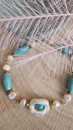 Meeresauge – Schmuck Set Türkis & Perlmutt