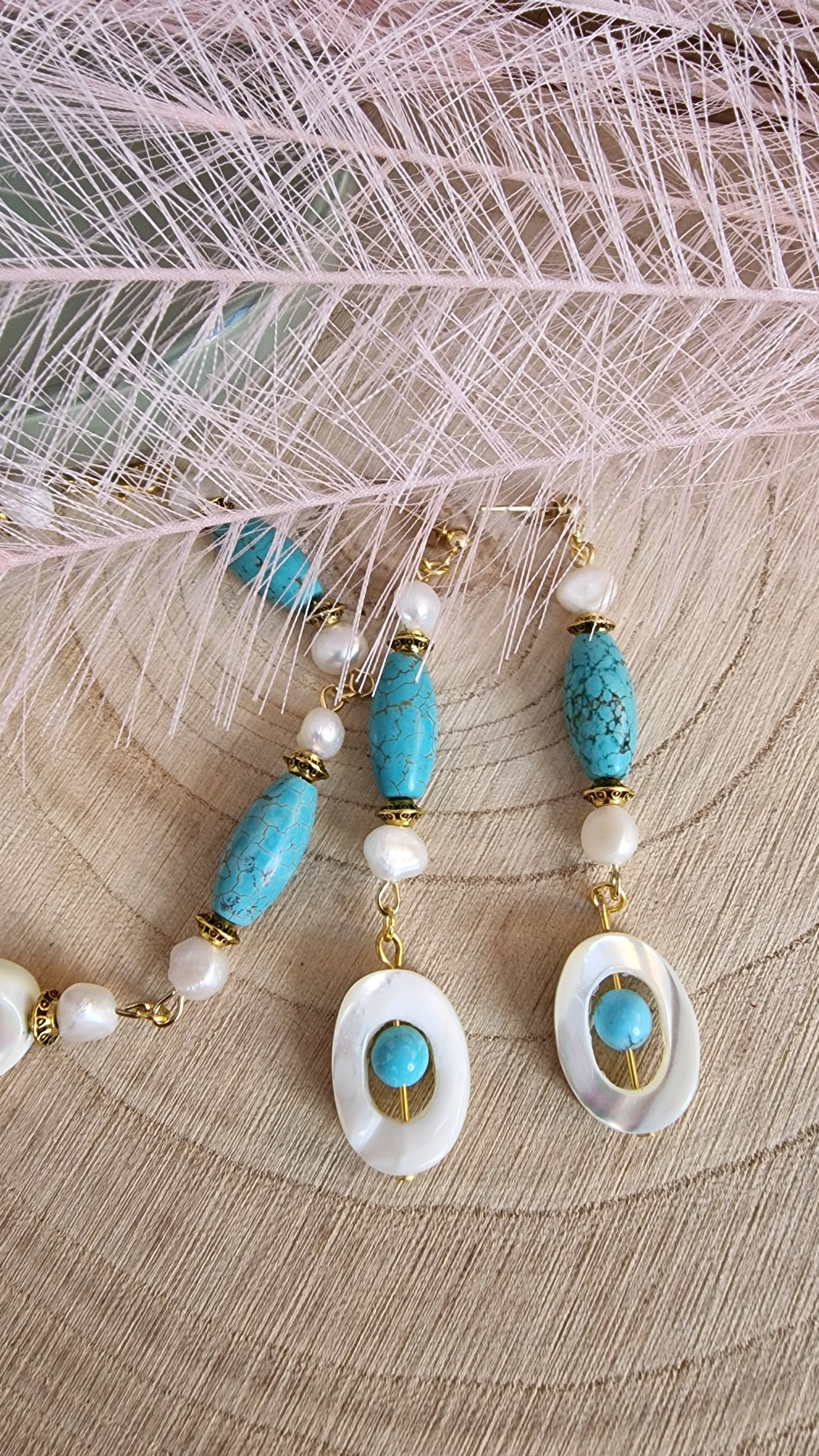Meeresauge – Schmuck Set Türkis & Perlmutt