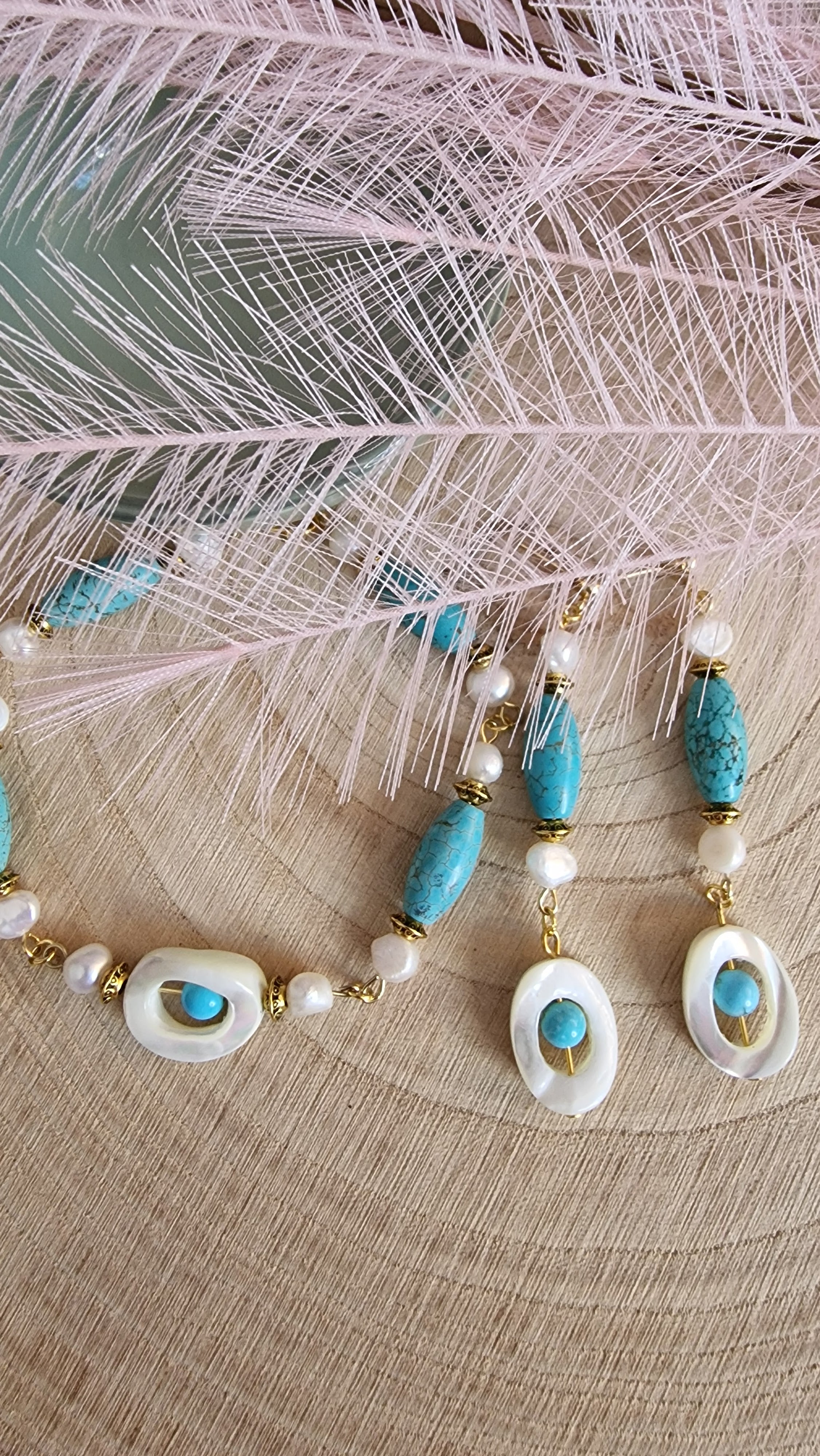 Meeresauge – Schmuck Set Türkis & Perlmutt