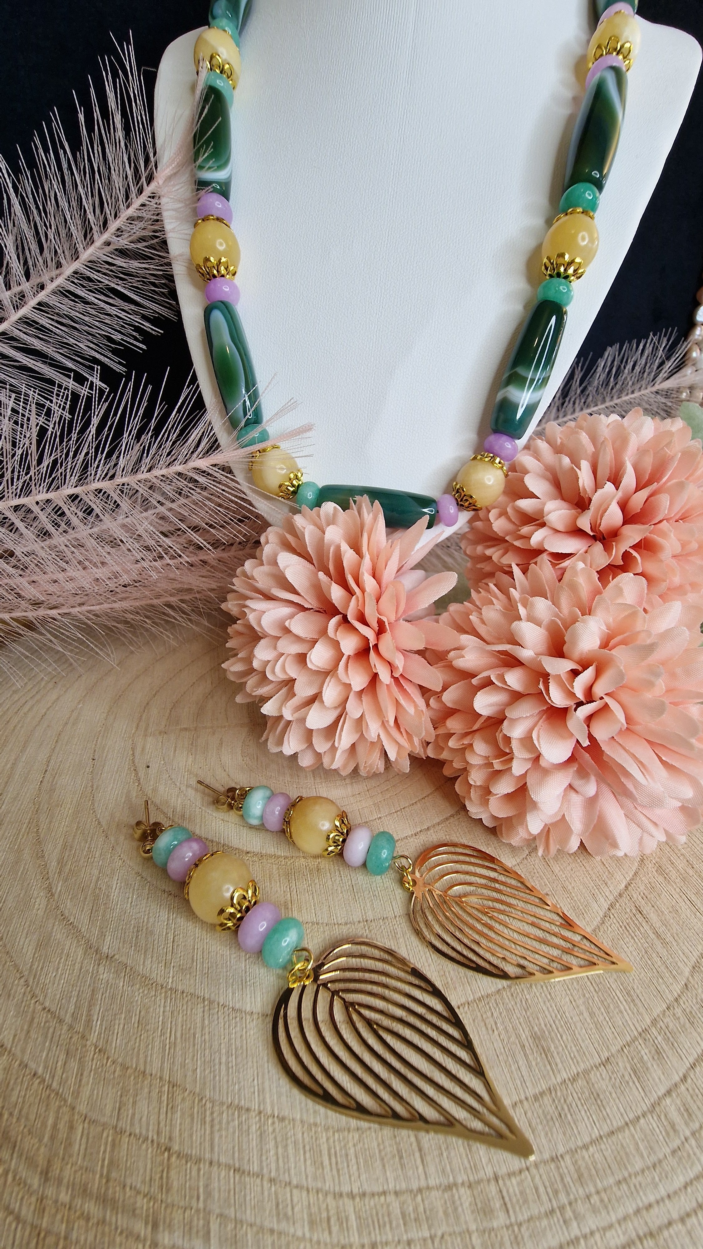 Achat & Jade Set – Flatlay Ansicht