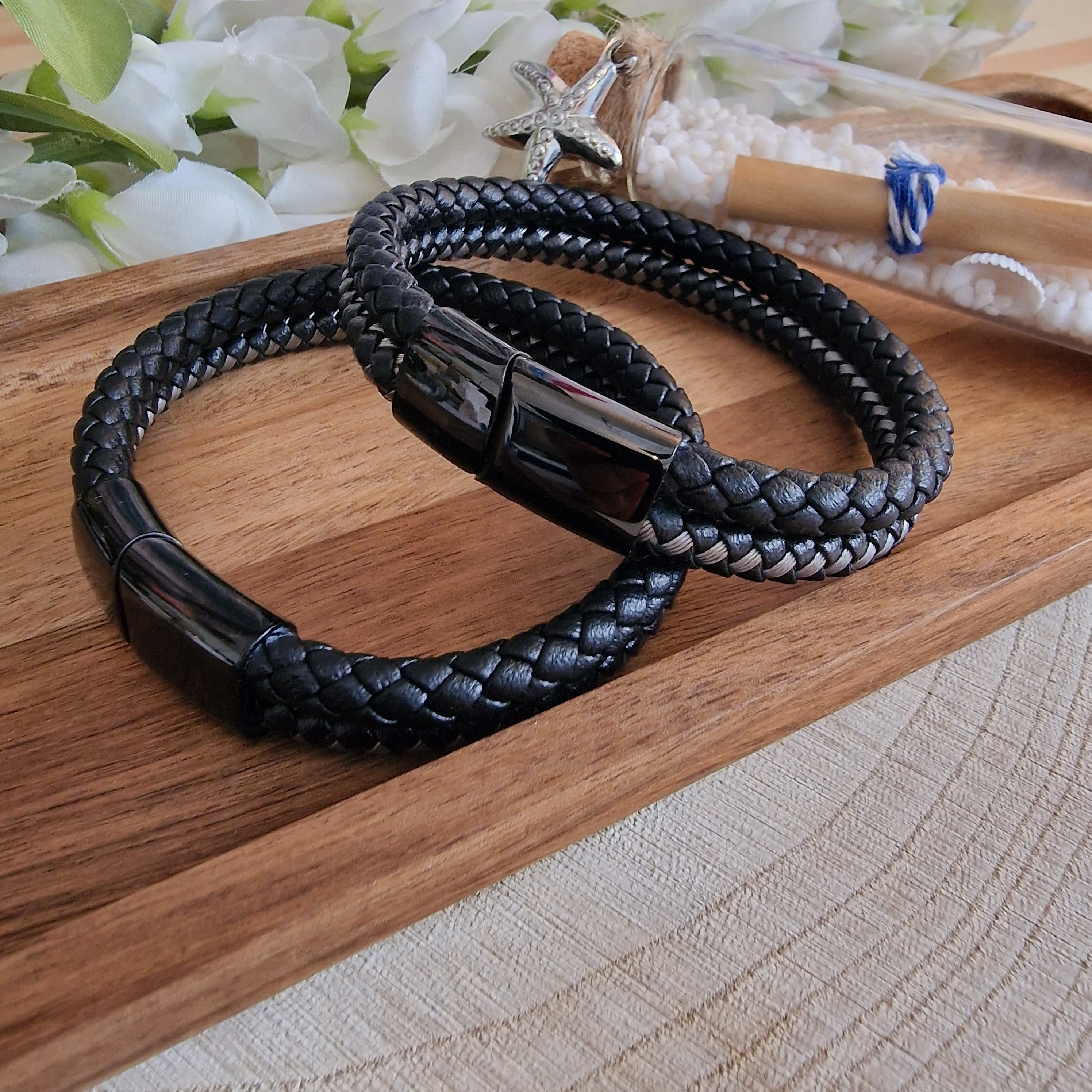 Herren Lederarmband – Geflochten mit Magnetverschluss