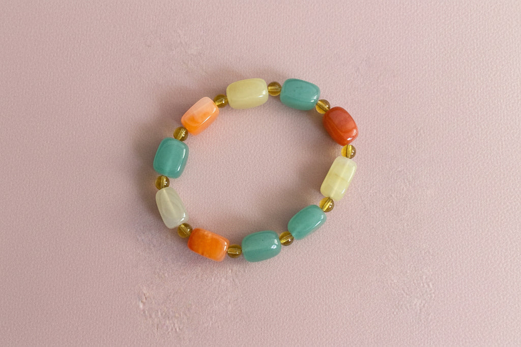 Kraft Armband mit Orangen Achatperlen