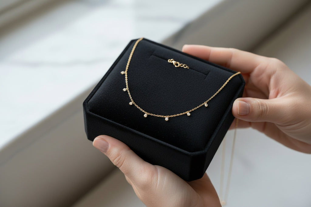 Detailansicht Billianza Halskette mit Zirkonia Steinen 18 Karat Gold
