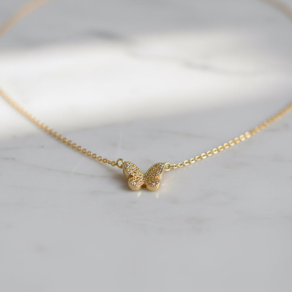 Detail bild Halskette Schmetterling 18 Karat gelbgold