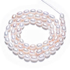 Süßwasserperlen Perlen Strang, Echte Zuchtperlen Reisform Creme Weiß 6mm, Elfenbein Barockperlen Natur, Hochzeits Schmuckzubehör DIY