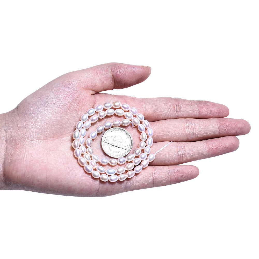 Süßwasserperlen Perlen Strang, Echte Zuchtperlen Reisform Creme Weiß 6mm, Elfenbein Barockperlen Natur, Hochzeits Schmuckzubehör DIY